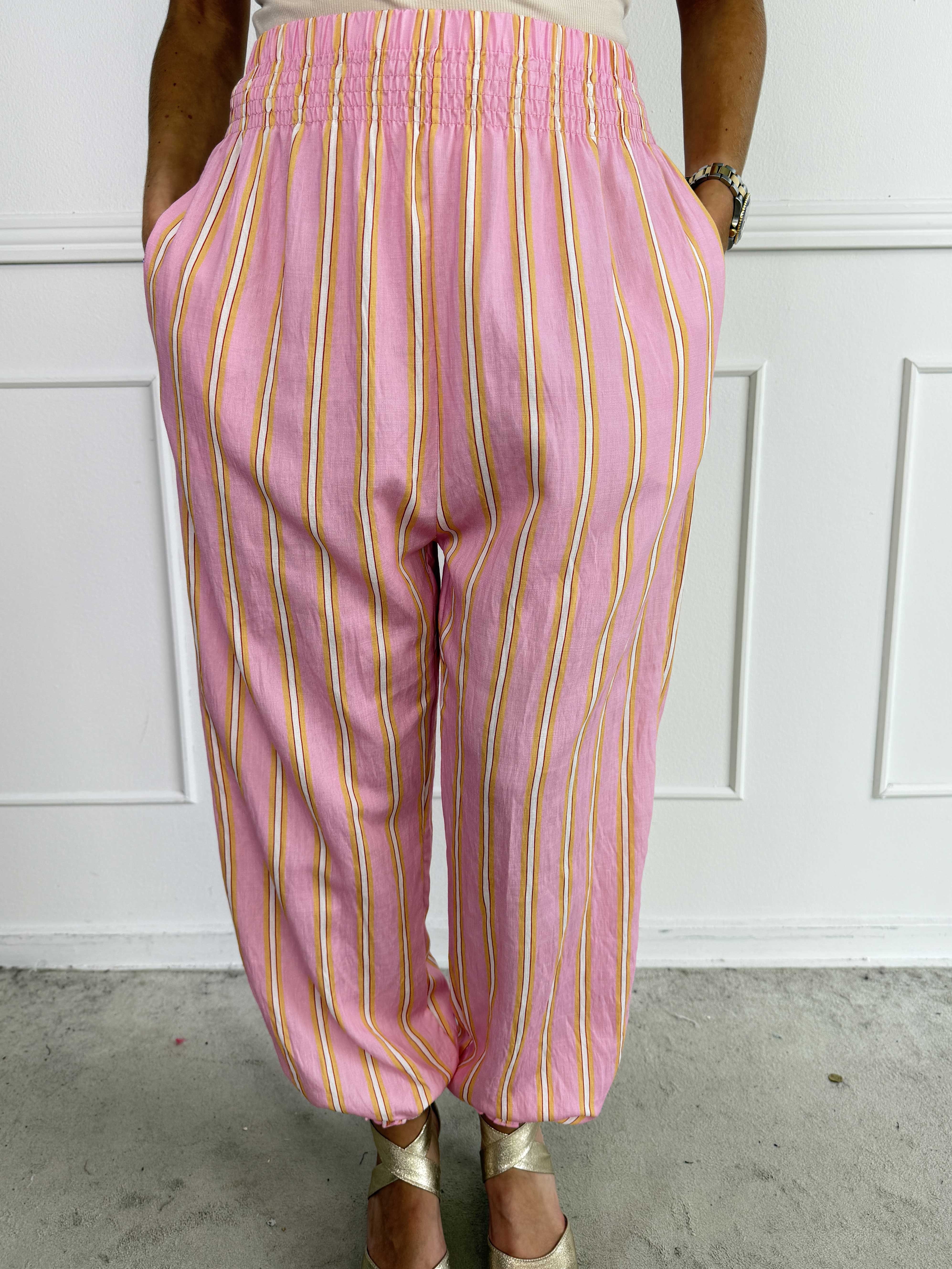 Amidala Pants - Feminin stribede bukser i let viskoseblanding med elastikkant